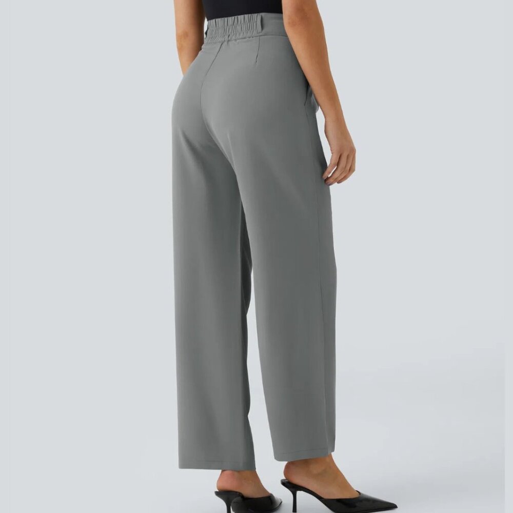 Halara Flex™ High Waisted Zipper Pocket Shirred Straight Leg Trouser Pants - Picture 3 of 14